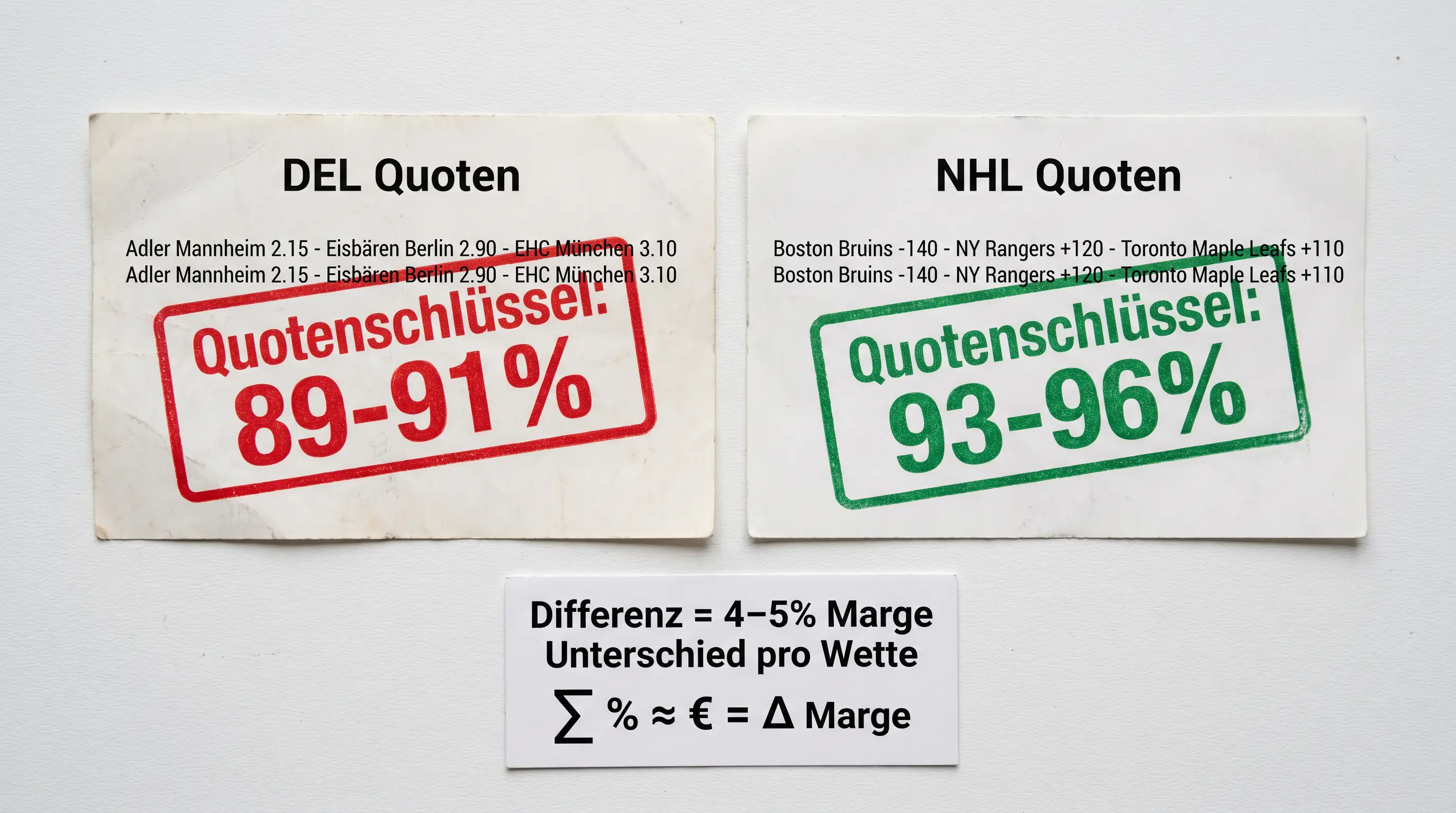 DEL vs NHL Quoten Vergleich – Auszahlungsquoten und Quotenschlüssel für deutsche Eishockey Liga und NHL