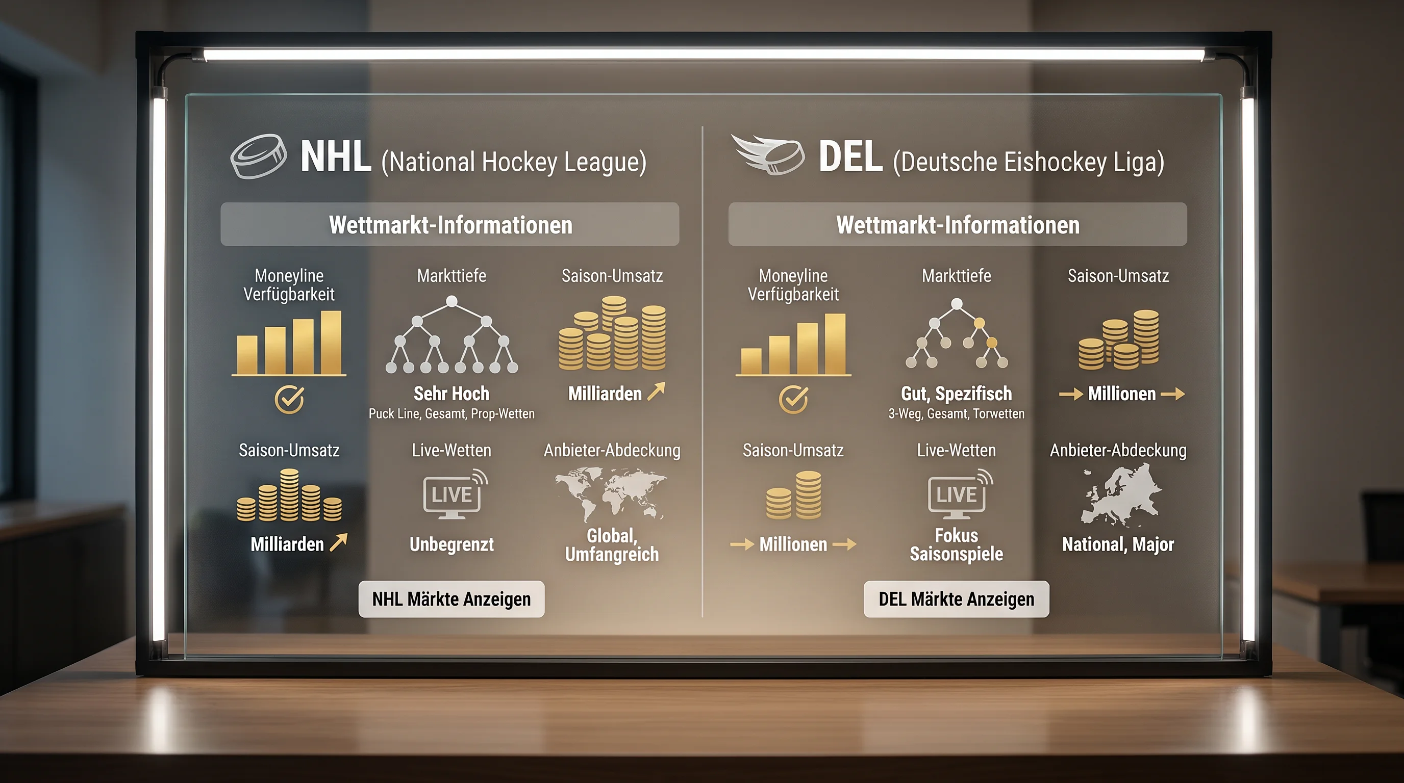 NHL vs. DEL Vergleich – Moneyline und 1X2 Wettmärkte in beiden Eishockey-Ligen im Überblick