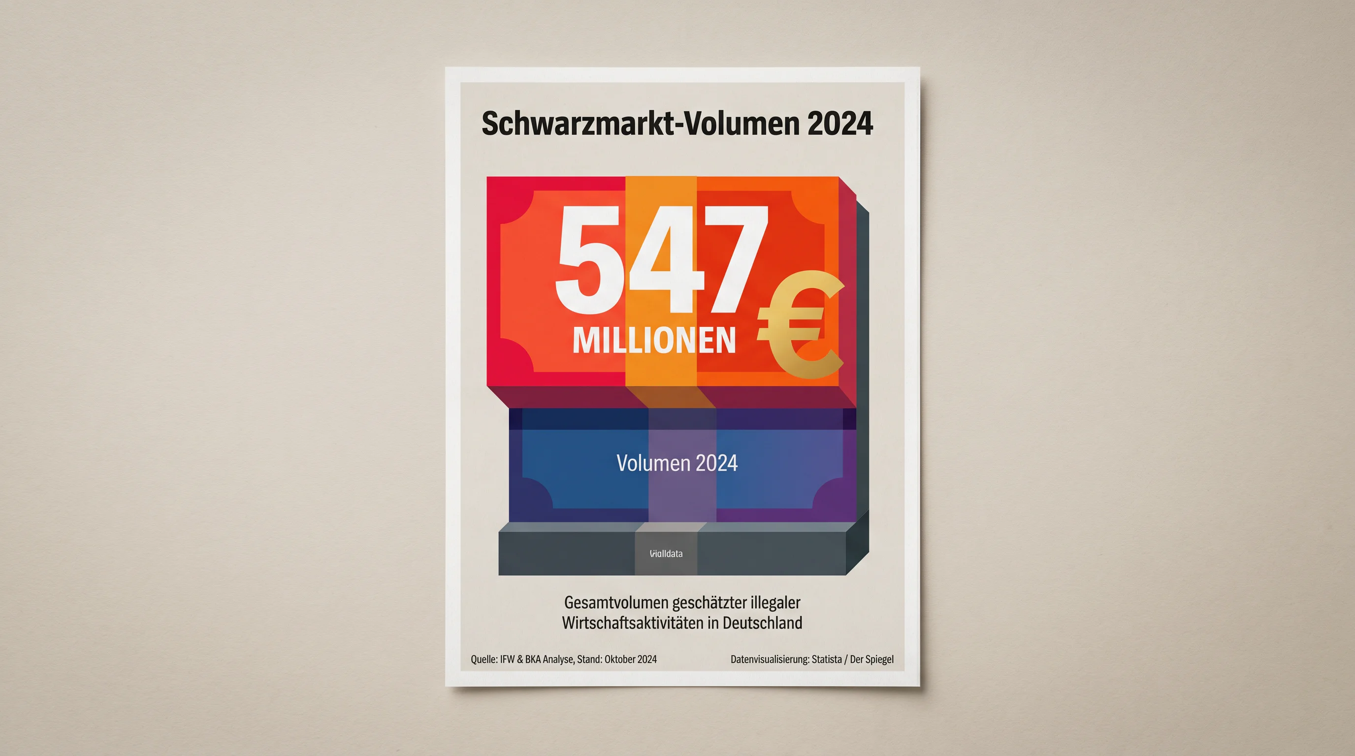 Infografik zeigt 547 Millionen Euro Schwarzmarktvolumen im deutschen Online-Glücksspielmarkt 2024