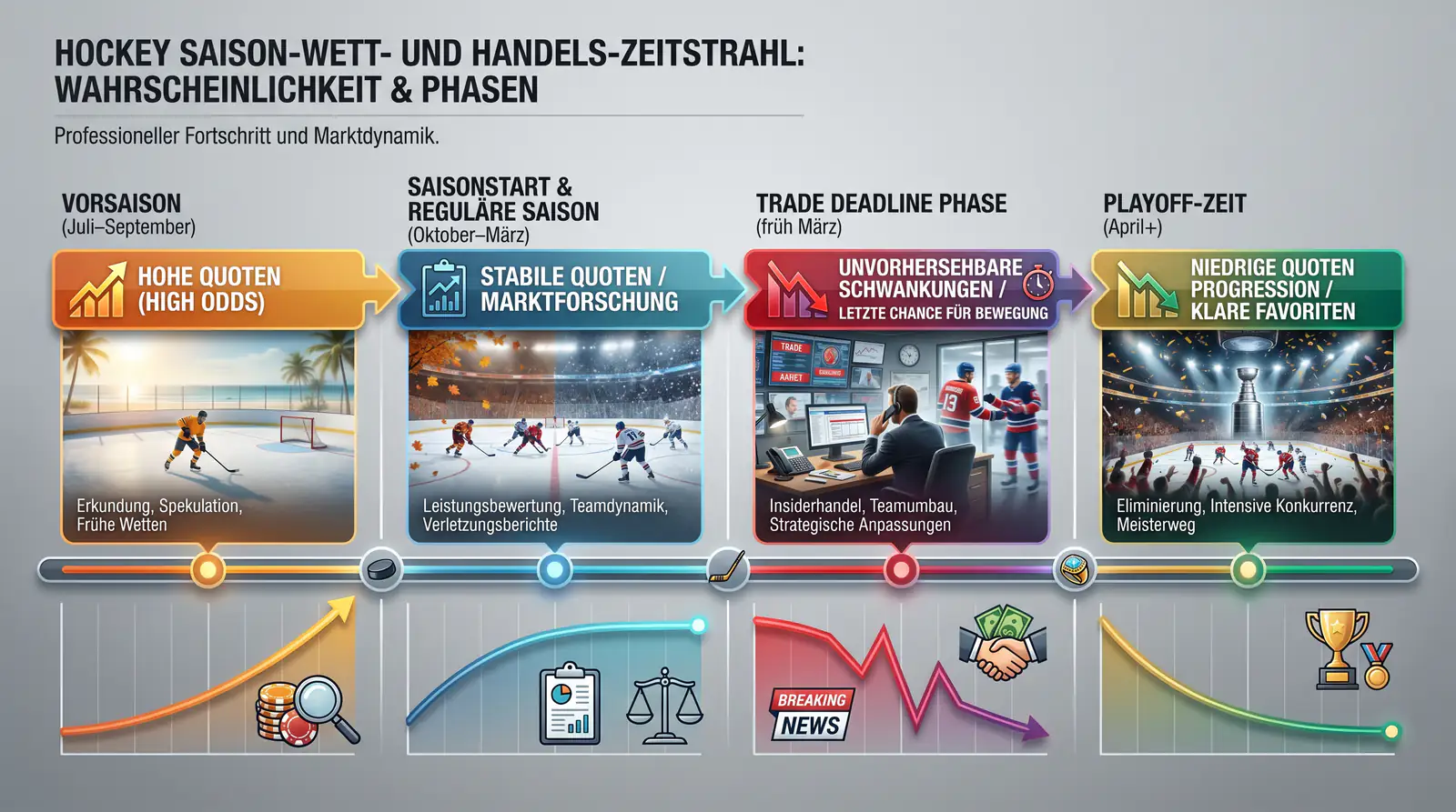 Timeline für den besten Zeitpunkt einer Stanley Cup Outright-Wette: Vorsaison, Saisonstart, Trade Deadline und Playoffs
