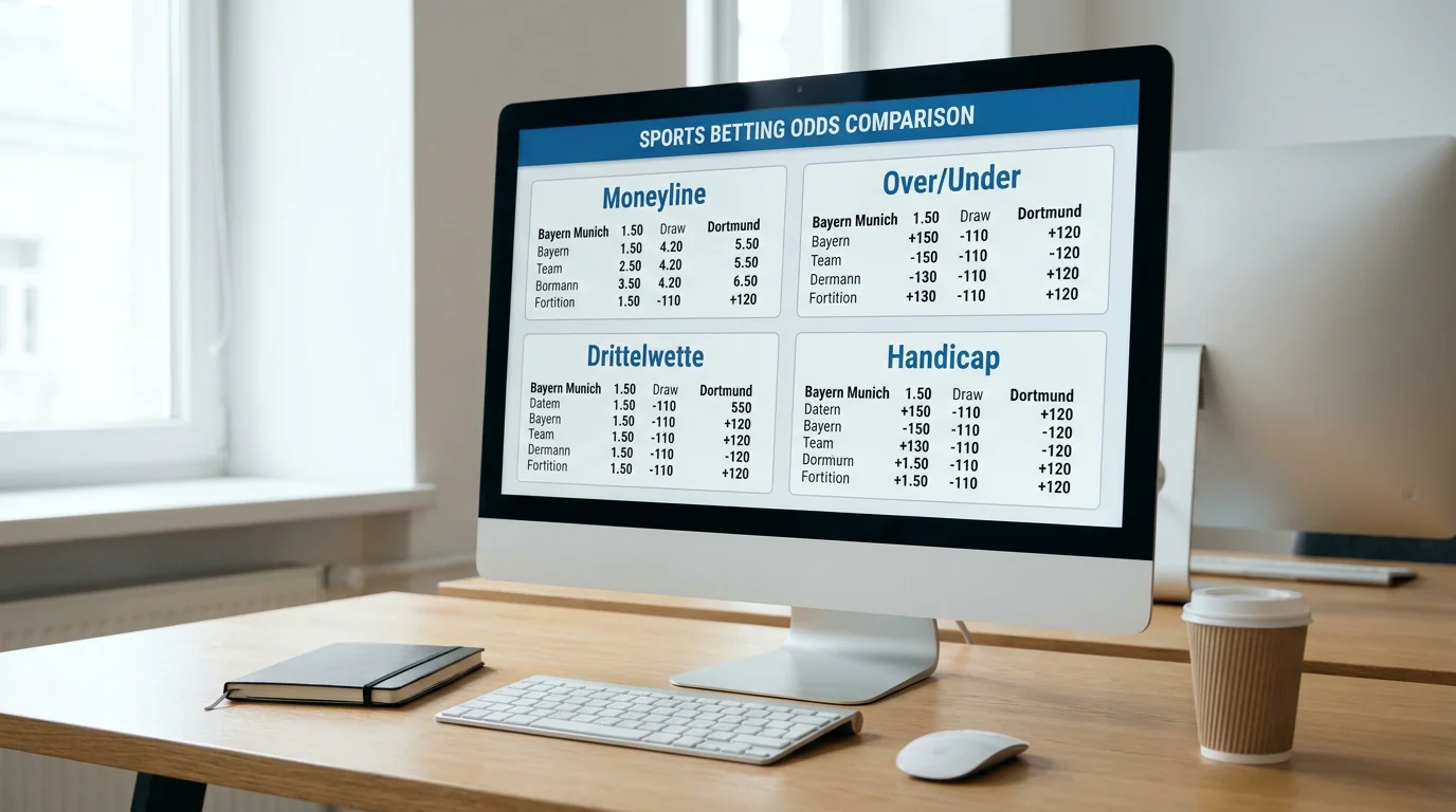 Übersicht Eishockey Wettarten: Moneyline, Over/Under, Puck Line und Drittelwette auf Sportwetten-Display